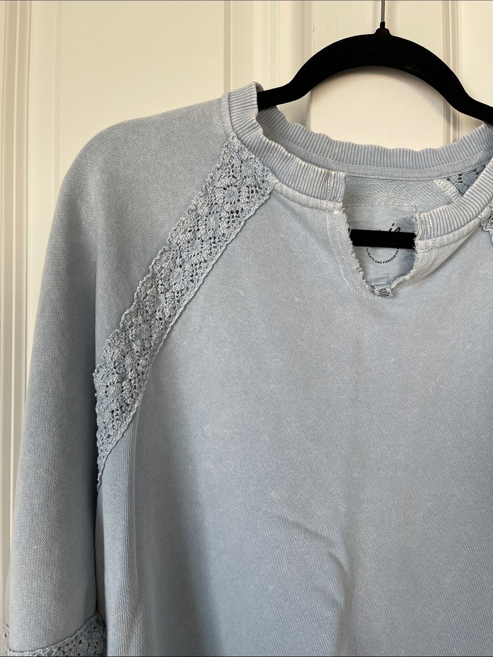 Aerie Hey Crochet White Boho Crewneck Sweatshirt Size X-Small oversized - Picture 5 of 8